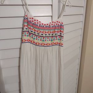 Spaghetti Strap White Sun Dress Beachy Small